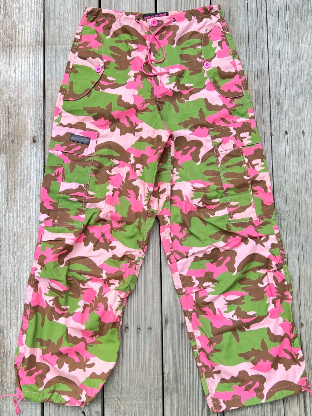 Women’s Urban Groove Large Pink Camo  Baggy Cargo Pants Dance Vintage